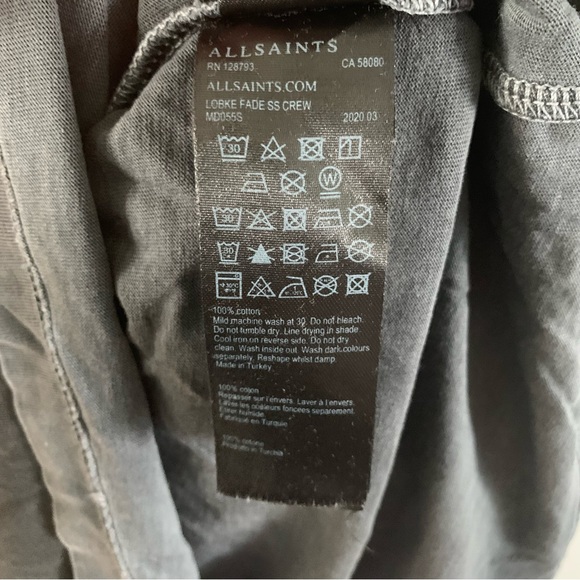 All Saints Ombré Grey Short Sleeve T Shirt Mens Size Medium - Picture 7 of 8